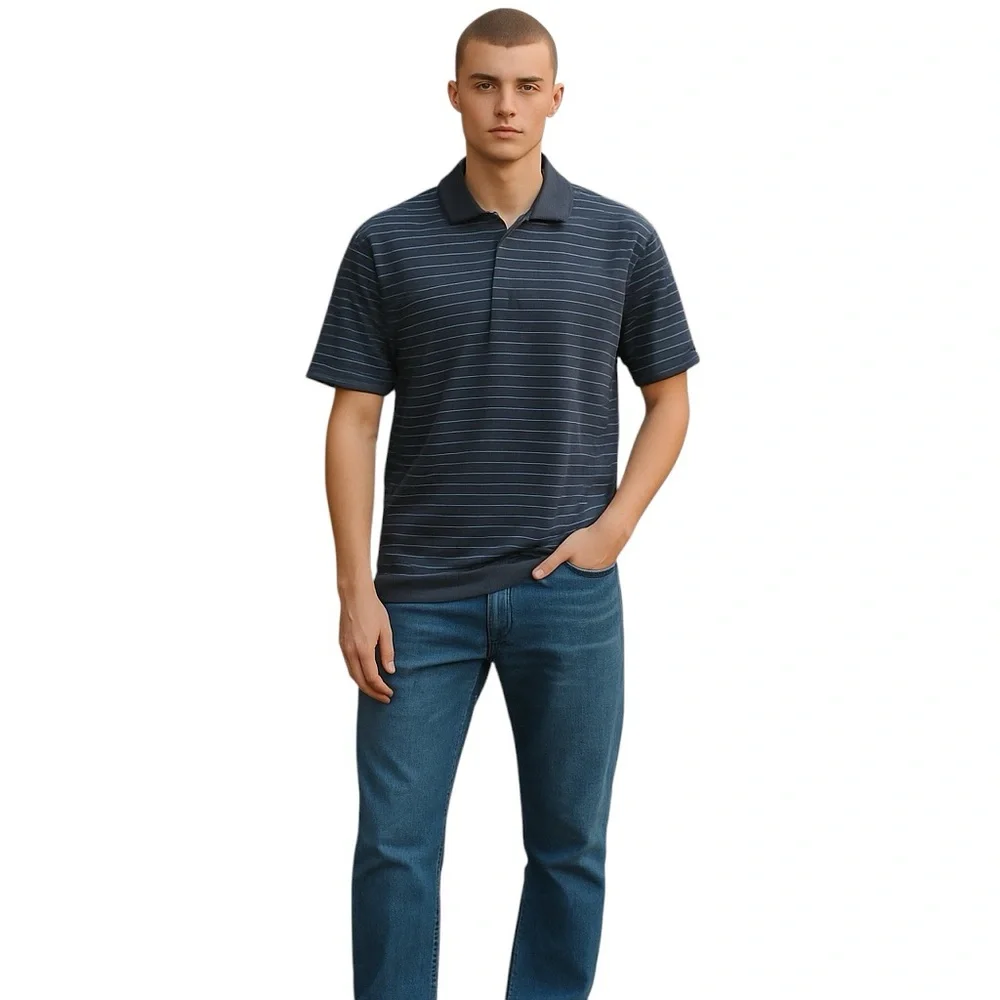 REI Co-op Weathered‎ Blue Striped Polo Shirt Men’s Large | Soft Performance Feel